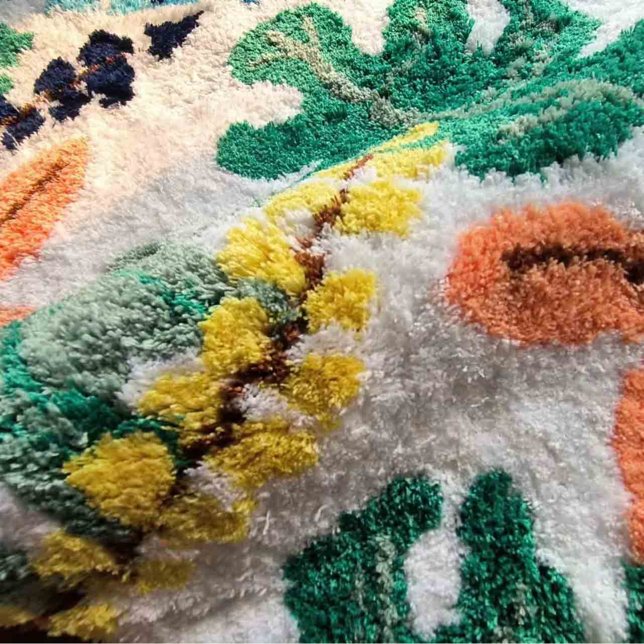 JoySwallow Tropical Rainforest Colorful Leaves Tufted Bathmat Rug Area Rug Bedroom Rugs