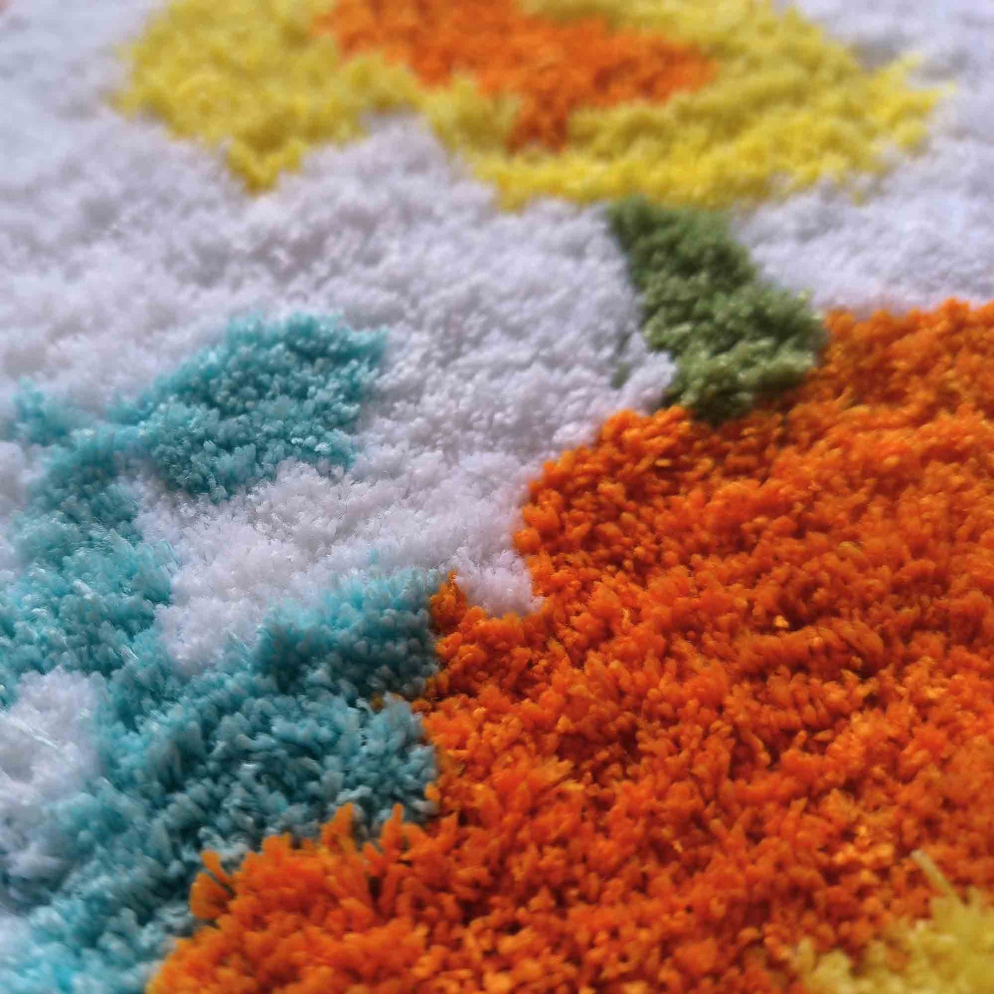 JoySwallow Lemon Wine Moon Tufted Bathmat, Floral Bathroom Rug, Fruit Area Rug, Floral Bedroom Rugs