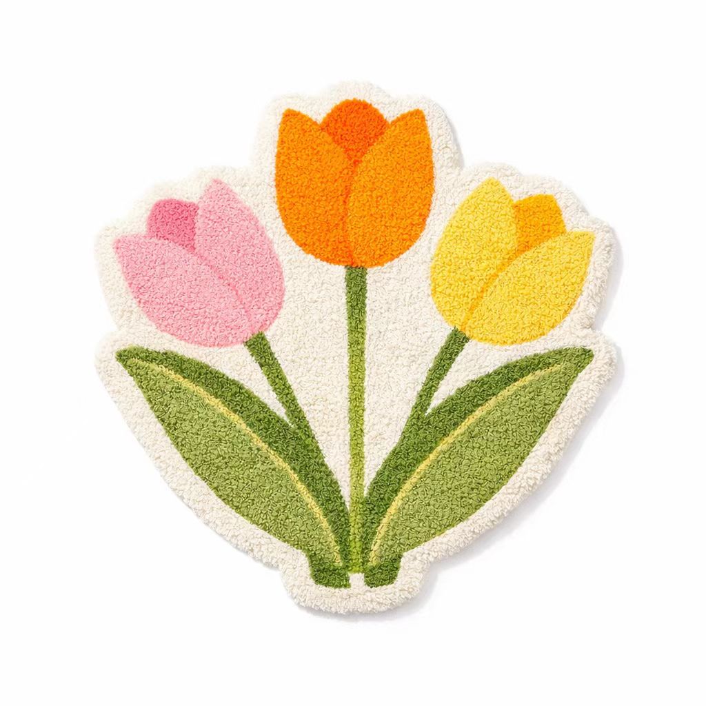 Joyswallow Colorful Tulip-Shaped Plush Tufted Bath Mat – Fresh and Bright Bathroom Decor