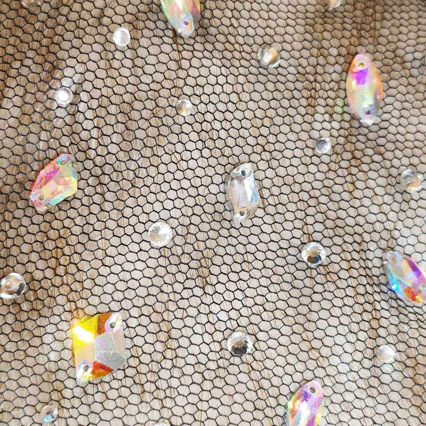 AB Crystal Rhinestone Hair Net for Figure Skating & Dance – Handmade Competition Accessory