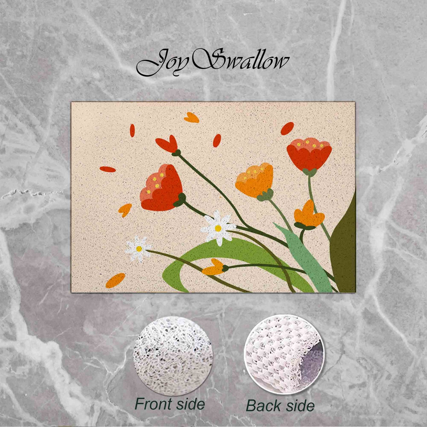 JoySwallow Personalized Bathtub Mat, A Bouquet of Flowers Tub Mat, PVC Coil Permeable Bath Mat, Floral Drainable Bath Rug, Anti Skid Bathmat