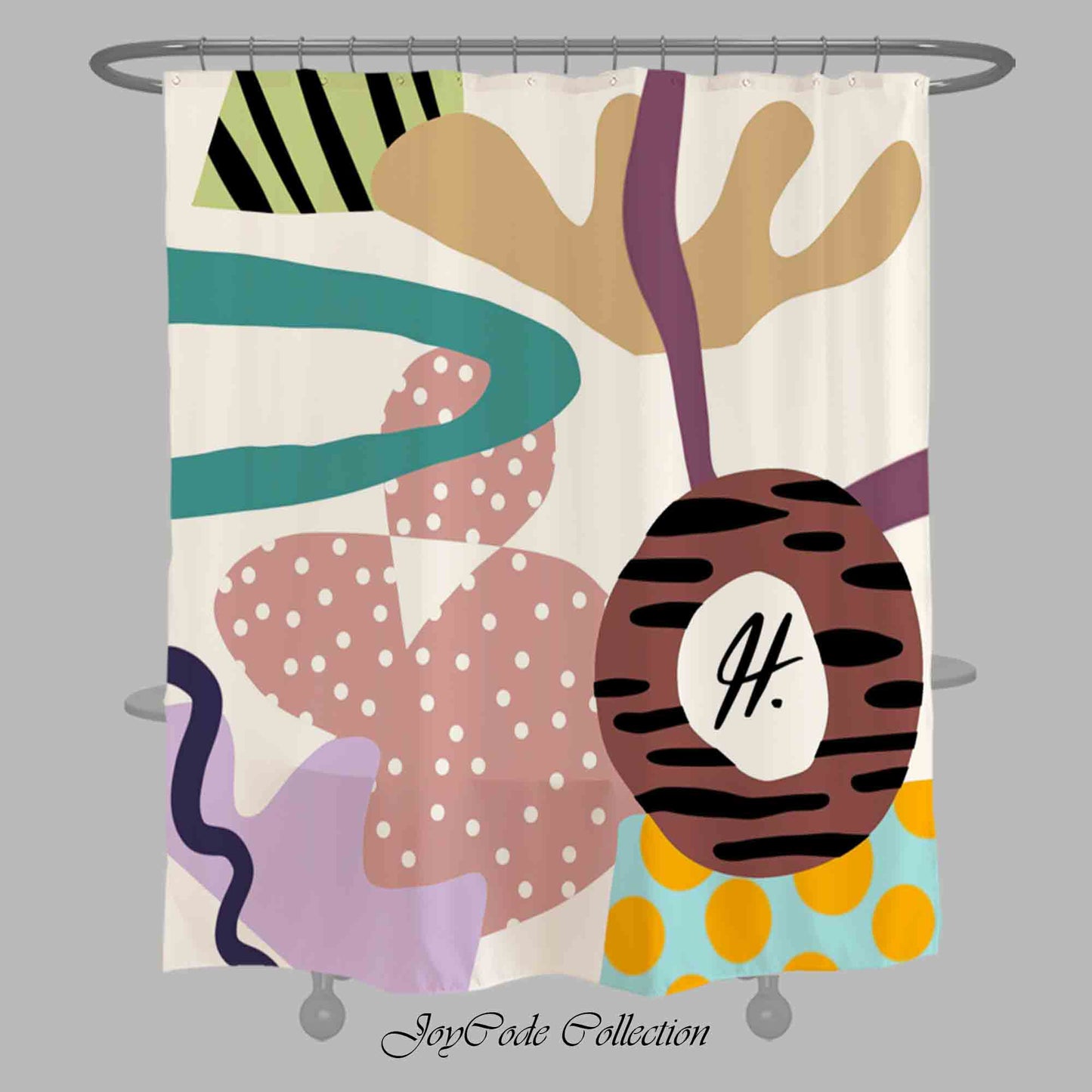 JoySwallow Personalized Shower Curtain, Abstract Geometrical Blocks Shower Curtain, Flower Waterproof Curtains, Colorful Machine Washable Shower Curtains, Heavy Weighted Bath Curtains with hooks