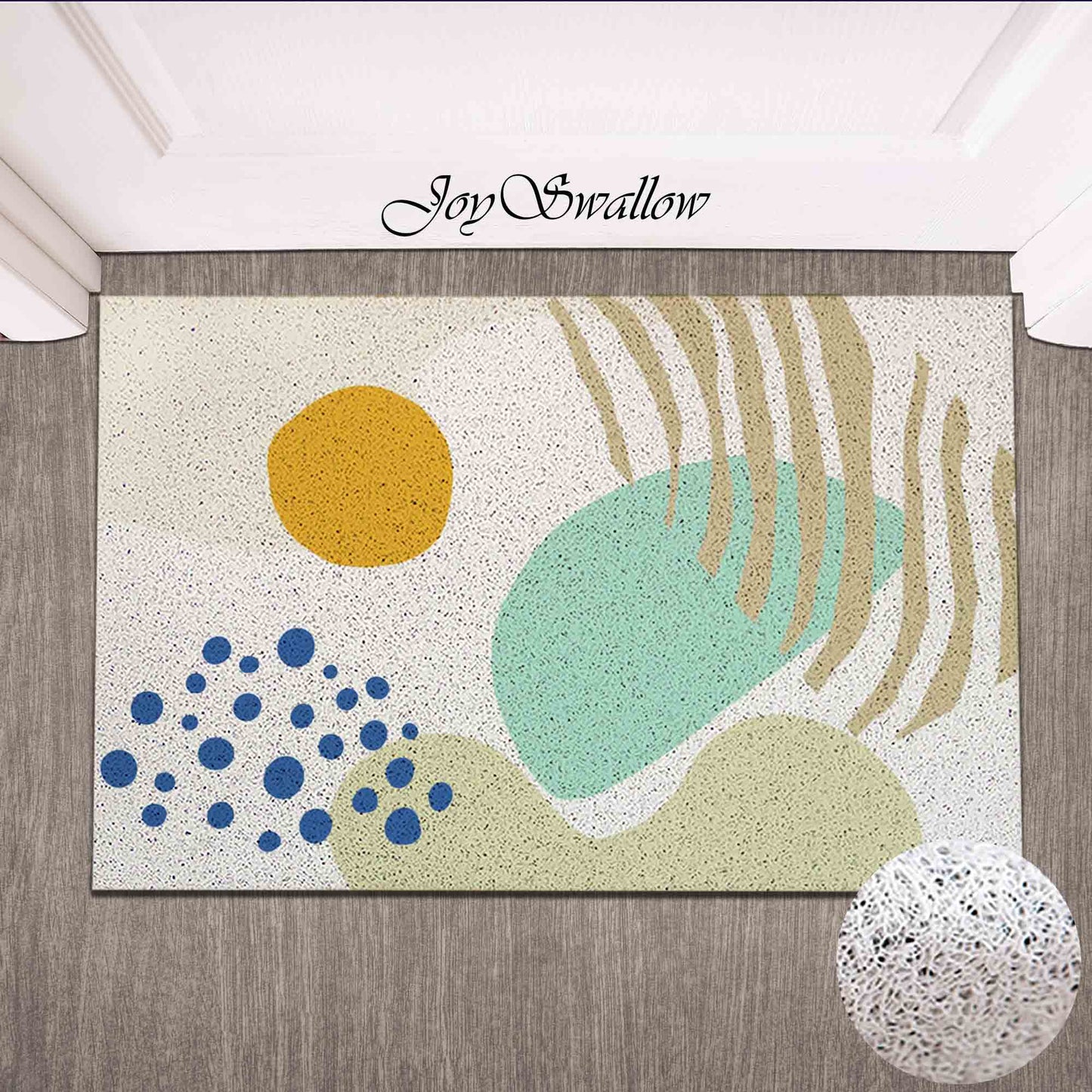 JoySwallow Personalized Doormat, Abstract Geometrical Landscape Door Mat, PVC Coil Entrance Door Mat, Sun Mountain Anti-Skid Outdoor Mat, Entryway Rug for Porch Courtyard