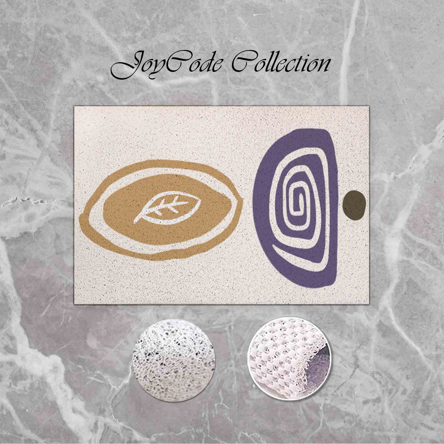 JoySwallow Personalized Bathtub Mat, Abstract Purple Khaki Leaves Bathtub Mat, Line Art PVC Coil Shower Mat, Geometrical Anti Skid PVC Coil Bathmat, Permeable Bathmat, Drainable Rug