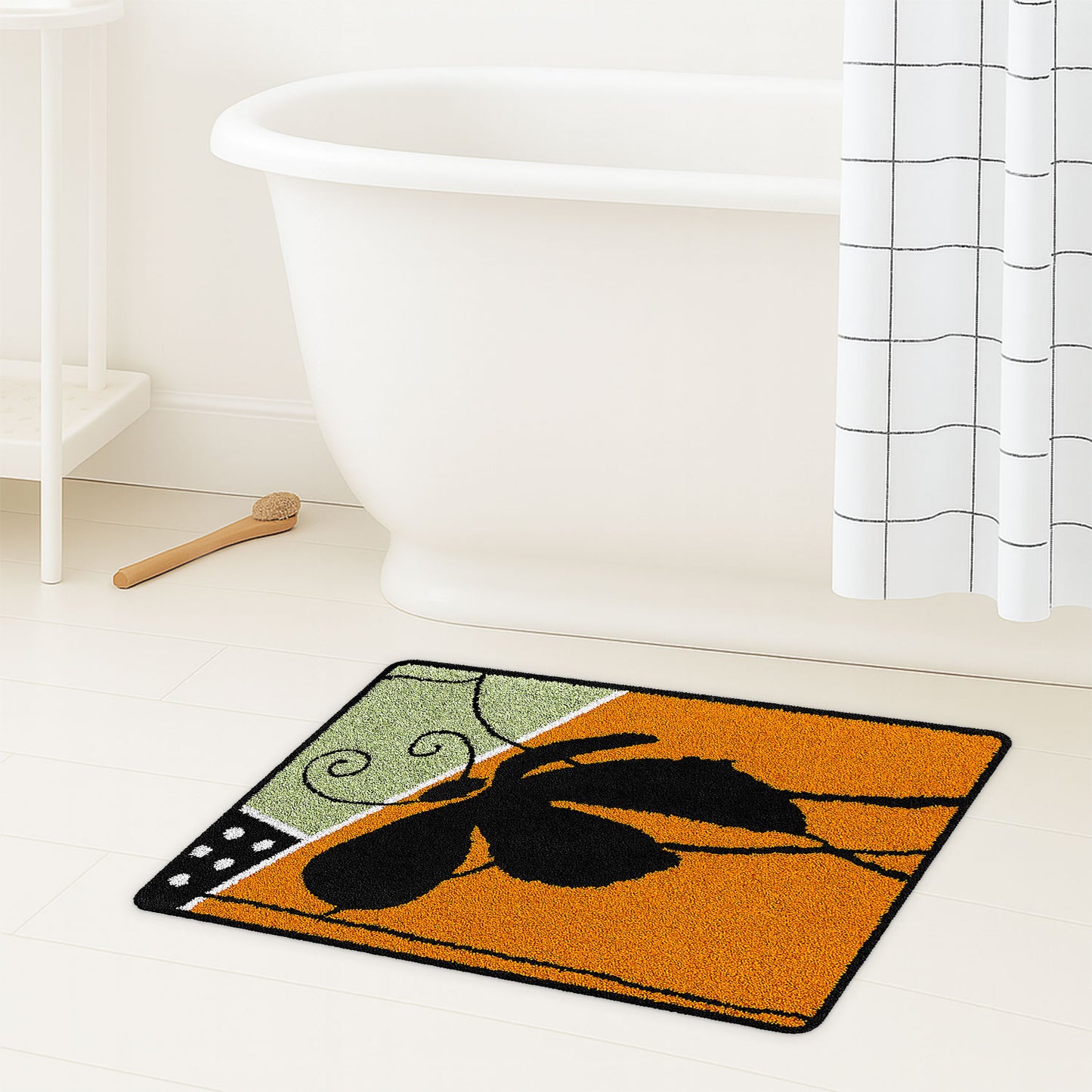 JoySwallow Abstract Flower Line and Blocks list Tufted Bathmat Rug Area Rug Bedroom Rugs