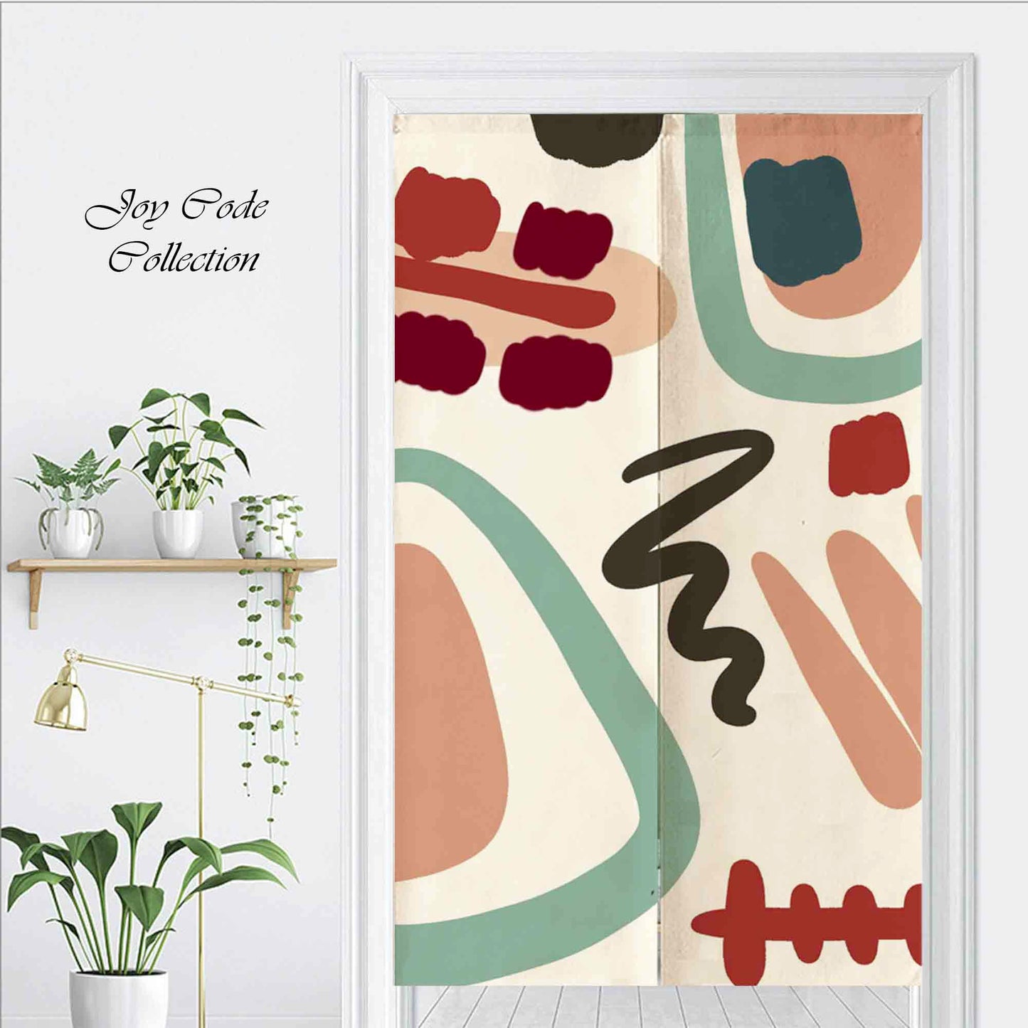 JoySwallow Personalized Doorway Curtain, Abstract Geometrical Blocks Doorway Curtain, Geometrical Door Tapestries for Home, Blocks Door Curtain for Kitchen, Curtain for Bedroom Decoration, Privacy Divider Curtain with Rod