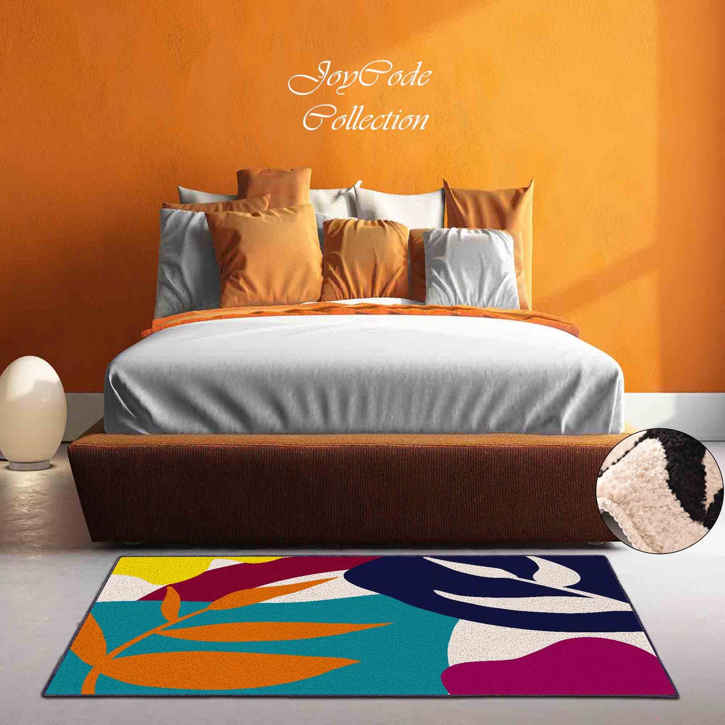 JoySwallow Abstract plants and Blocks Tufted Bathmat, Floral Bathroom Rug, Leaves Area Rug, Floral Bedroom Rugs