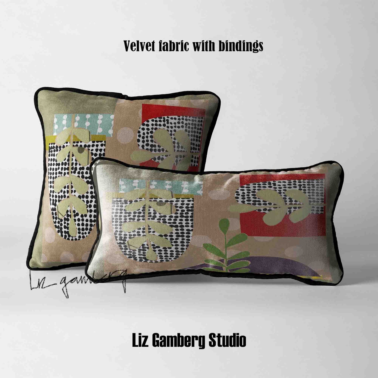 Arches Vines Velvet | Linen Cotton | Satin Throw Pillow Covers without Inserts by Liz Gamberg Studio from US
