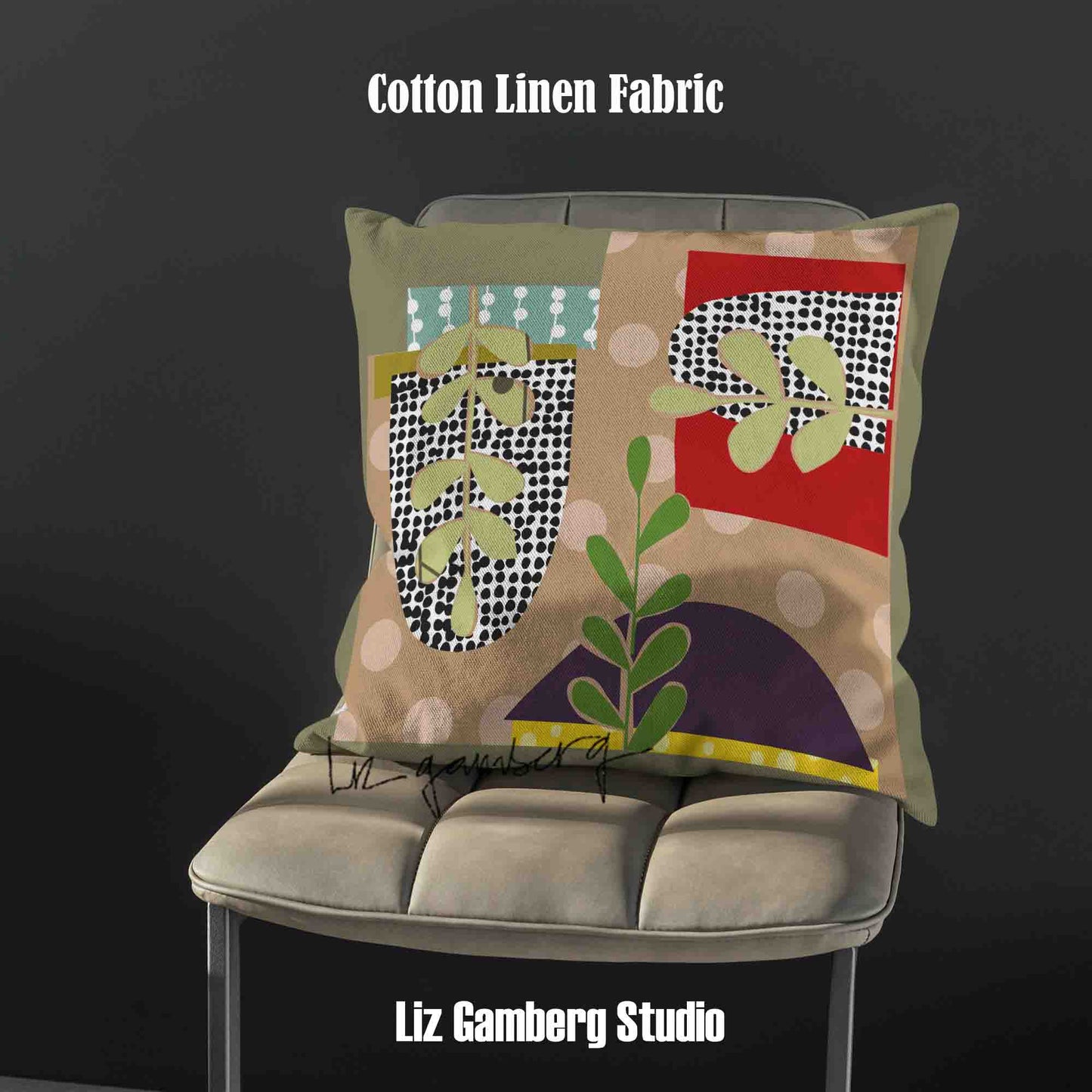 Arches Vines Velvet | Linen Cotton | Satin Throw Pillow Covers without Inserts by Liz Gamberg Studio from US
