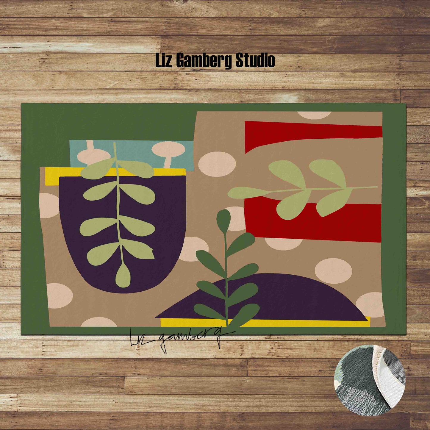 Arches Vines Handmade Yarn Dye Living Room Rug by Liz Gamberg Studio from US
