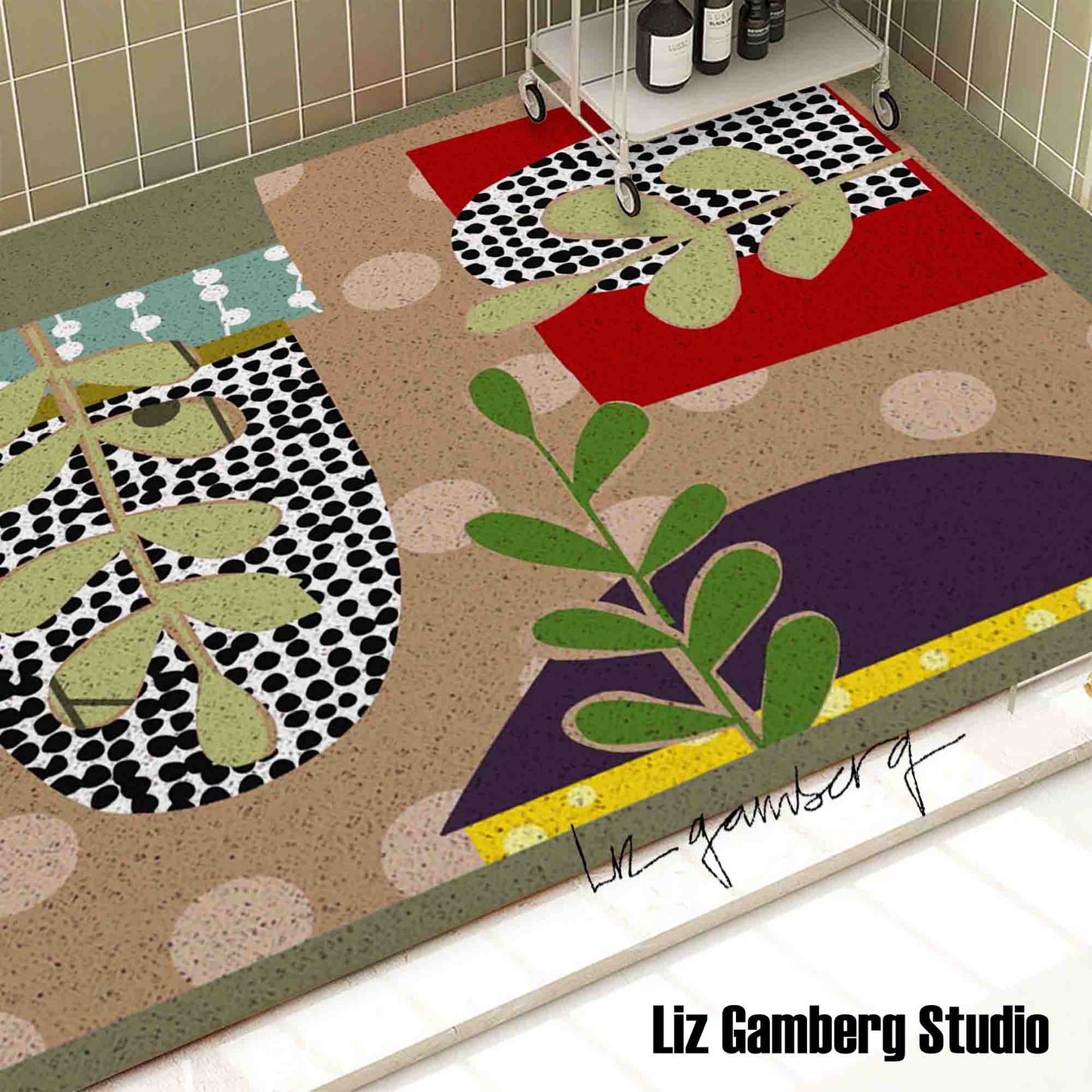 Arches Vines PVC Coil Bath Tub Mat by Liz Gamberg Studio from US