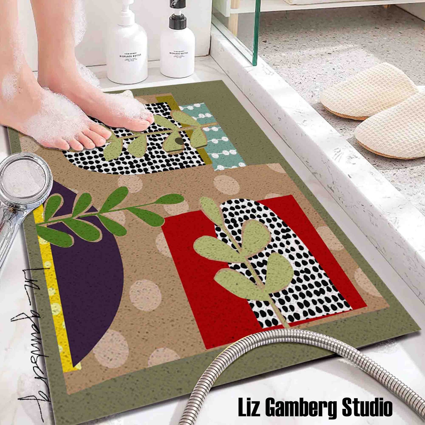 Arches Vines PVC Coil Bath Tub Mat by Liz Gamberg Studio from US