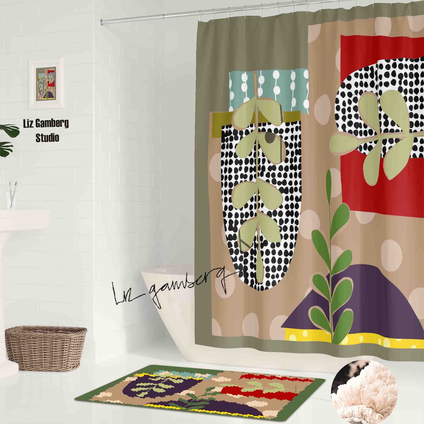 Arches Vines Shower Curtain by Liz Gamberg Studio from US