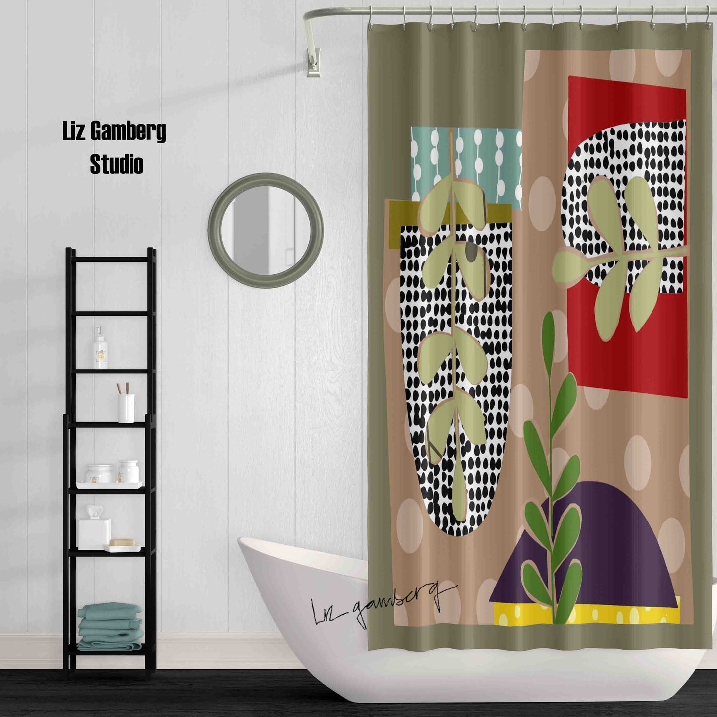 Arches Vines Shower Curtain by Liz Gamberg Studio from US