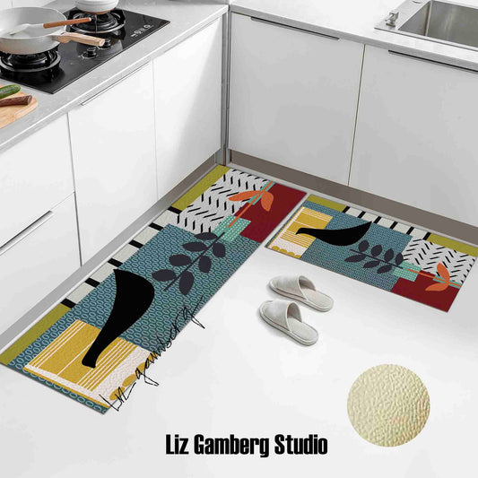 Bird On Vine Kitchen Mat by Liz Gamberg Studio from US