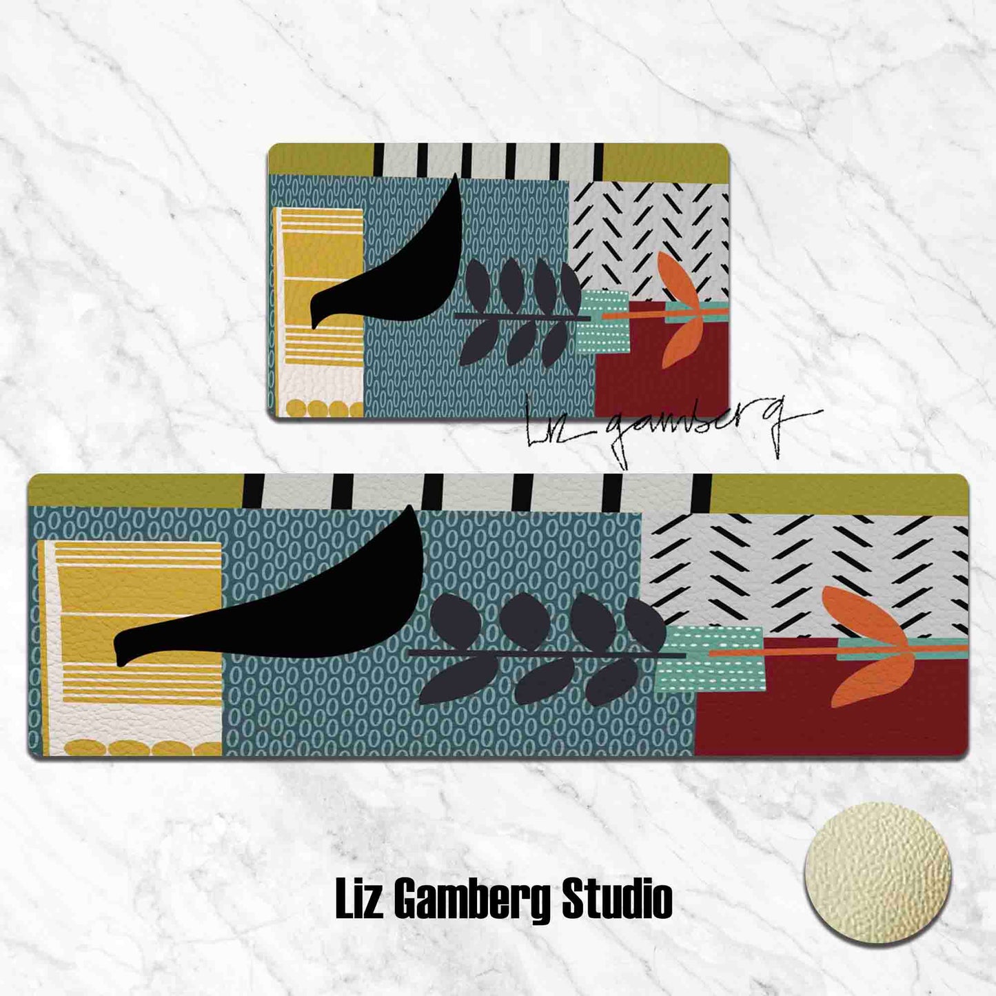 Bird On Vine Kitchen Mat by Liz Gamberg Studio from US