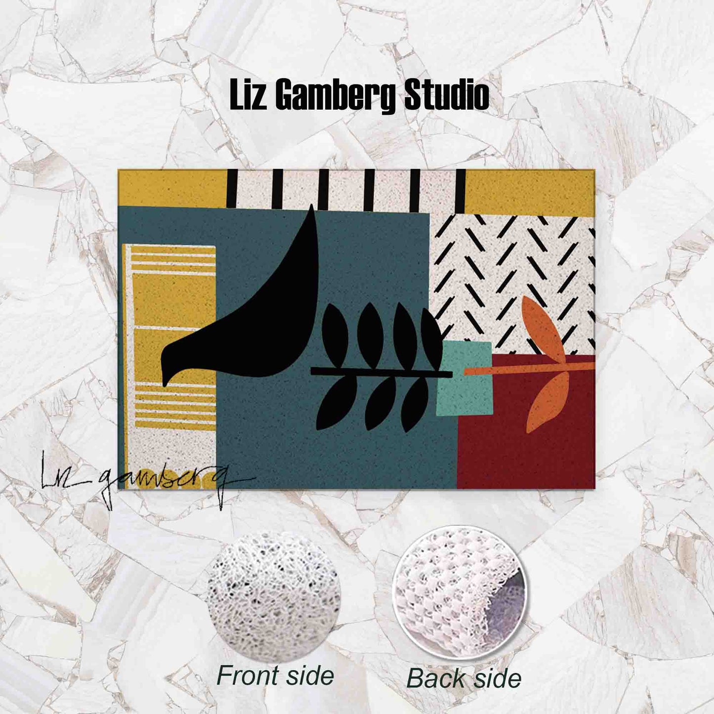 Bird On Vine PVC Coil Bath Tub Mat by Liz Gamberg Studio from US