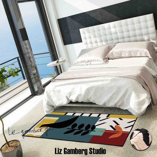 Bird On Vine Tufted Bedroom Runner by Liz Gamberg Studio from US