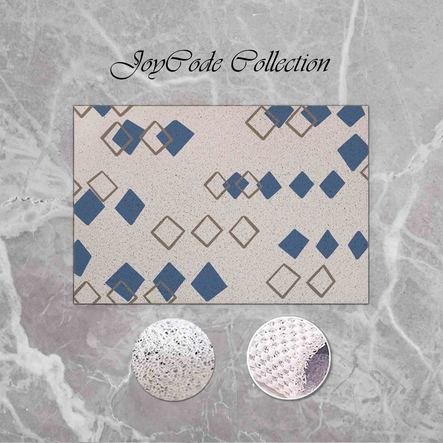JoySwallow Personalized Bathtub Mat, Blue Diamond geometry Bathtub Mat, PVC Coil Shower Mat, Anti Skid PVC Coil Bathmat, Geometrical Permeable Bathmat, Line Art Drainable Rug