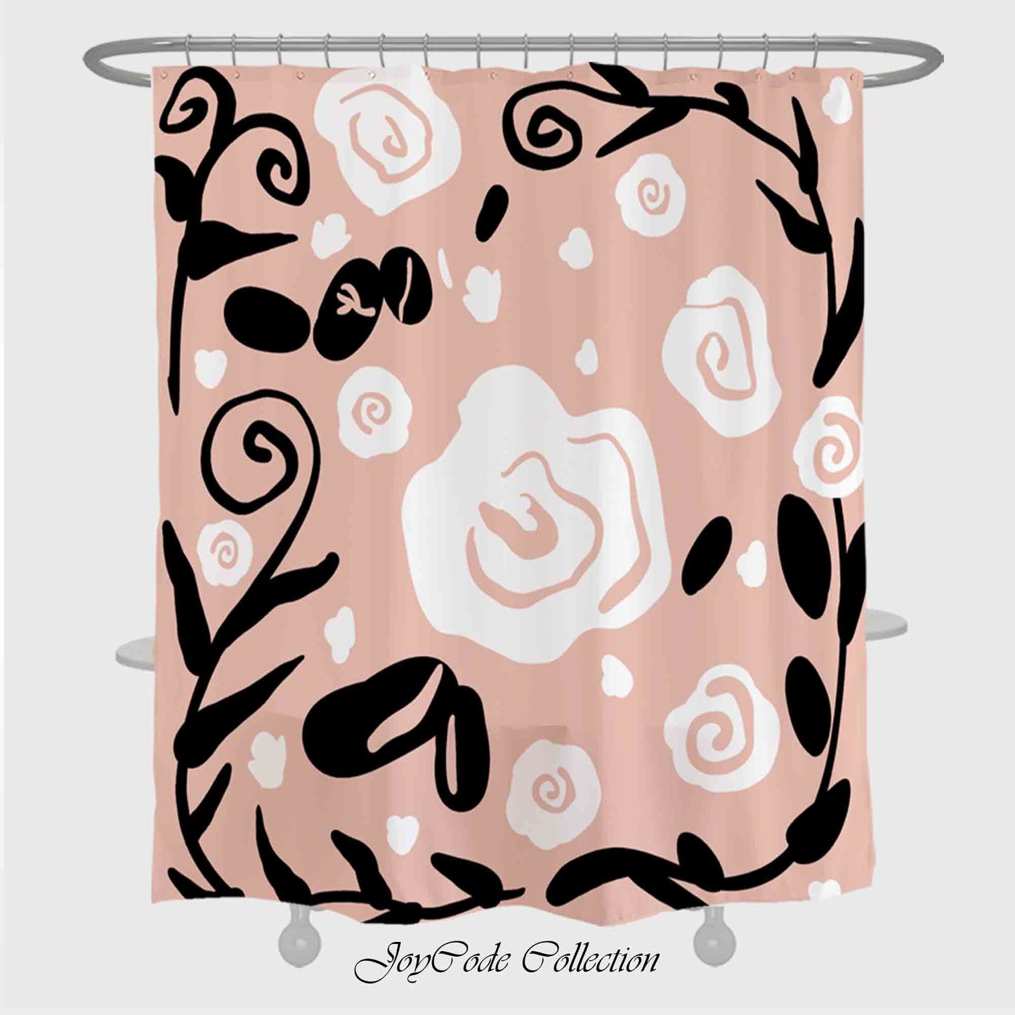 JoySwallow White Roses Shower Curtain, Leaves Waterproof Curtains, Floral Machine Washable Shower Curtains, flower Heavy Weighted Bath Curtains with hooks