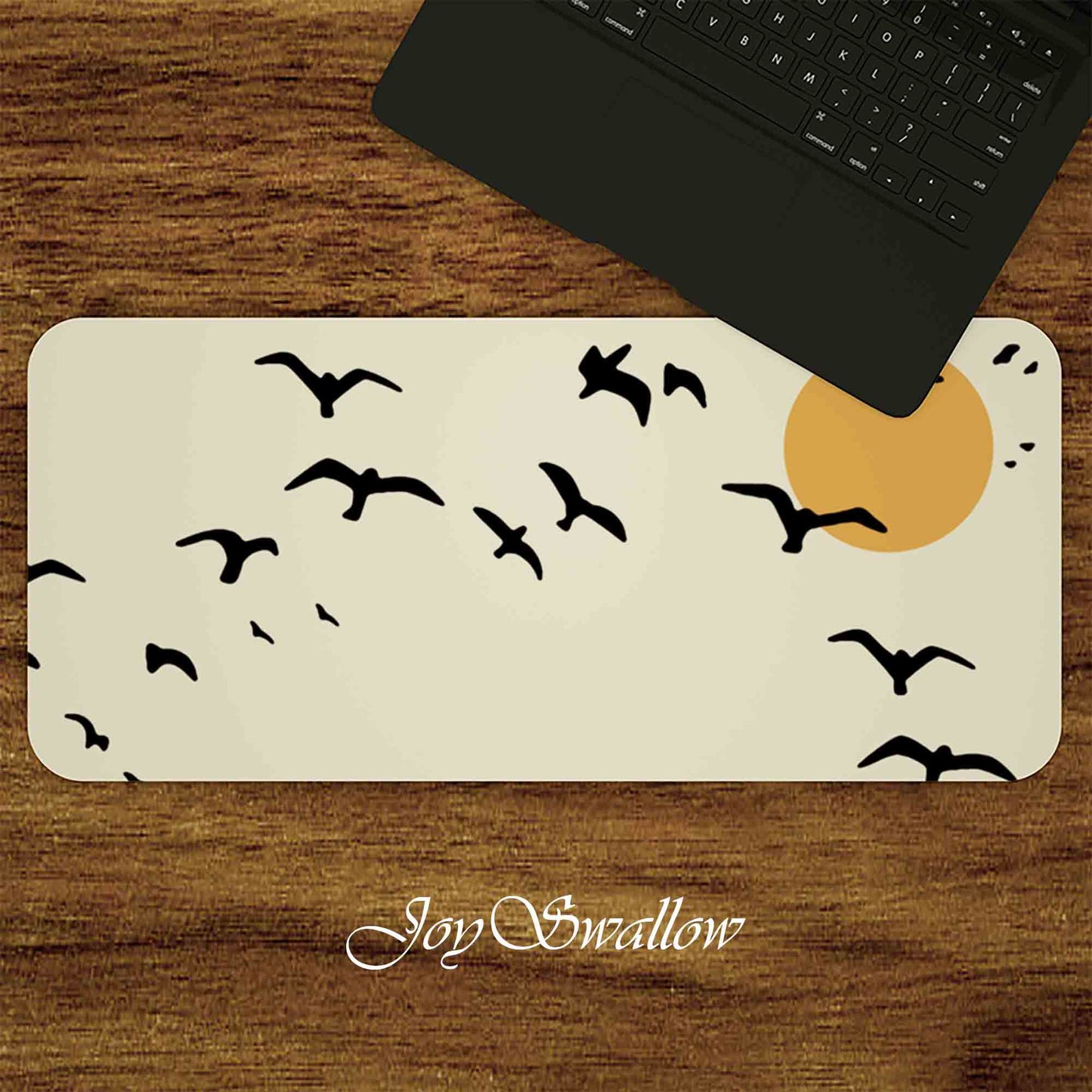 JoySwallow Personalized Mousepad, Celestial Moon and Flying Birds Pad, Modern Mouse Pad for Computer & Laptop, Animal Non-Slip Rubber Base Mousepad, Art Soft Mouse Pads