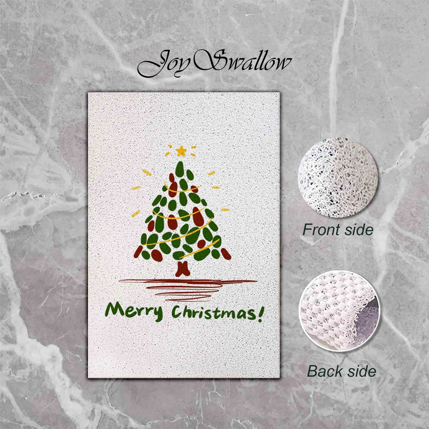 JoySwallow Personalized Bathtub Mat, Merry Christmas Tree Bathtub Mat, Art PVC Coil Shower Mat, Holiday Anti Skid PVC Coil Bathmat, Permeable Bathmat, Floral Drainable Rug