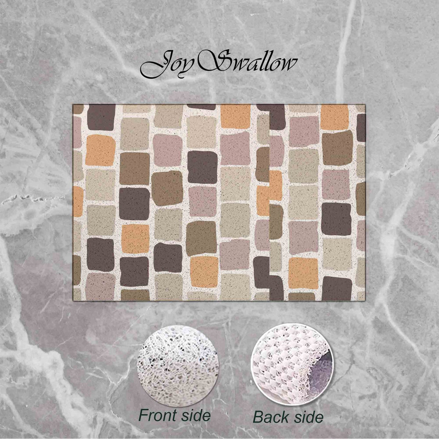 JoySwallow Personalized Bathtub Mat, Colorful Blocks Abstract Wall Bathtub Mat, Abstract PVC Coil Shower Mat, Anti Skid PVC Coil Bathmat, Geometrical Permeable Bathmat, Line Art Drainable Rug