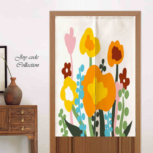 JoySwallow Colorful Flowers Doorway Curtain, Floral Door Tapestries for Home, Flower Door Curtain for Kitchen, Curtain for Bedroom Decoration, Privacy Divider Curtain with Rod