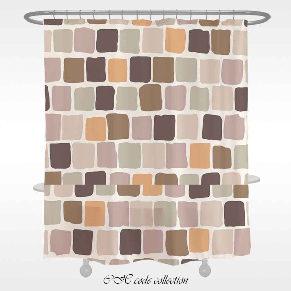 JoySwallow Colorful Block Wall Shower Curtain, Abstract Waterproof Curtains, Machine Washable Shower Curtains, Heavy Weighted Bath Curtains with hooks