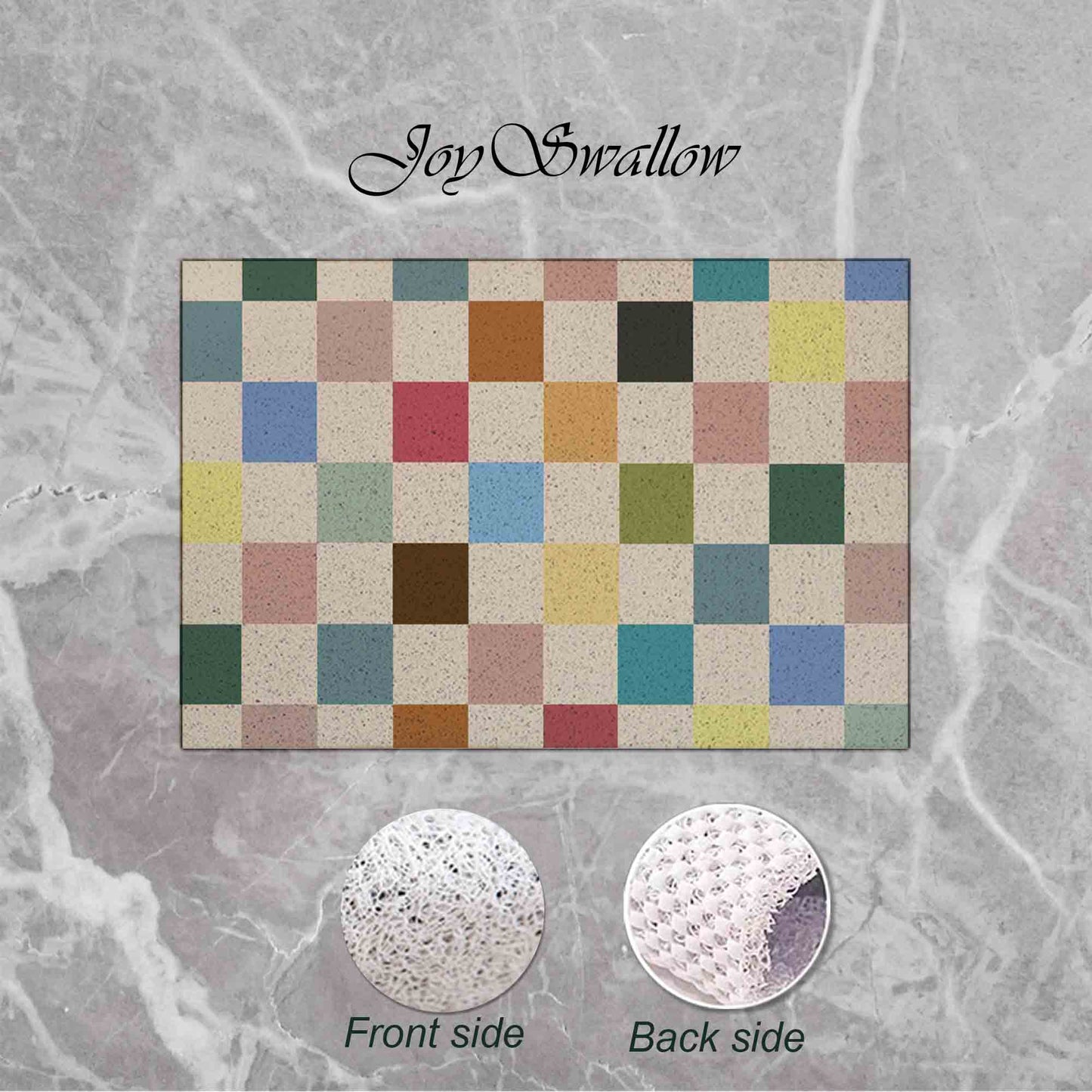 JoySwallow Personalized Bathtub Mat, Colour Mosaic Checkerboard Bathtub Mat, PVC Coil Shower Mat, Anti Skid PVC Coil Bathmat, Geometric Permeable Bathmat, Drainable Rug