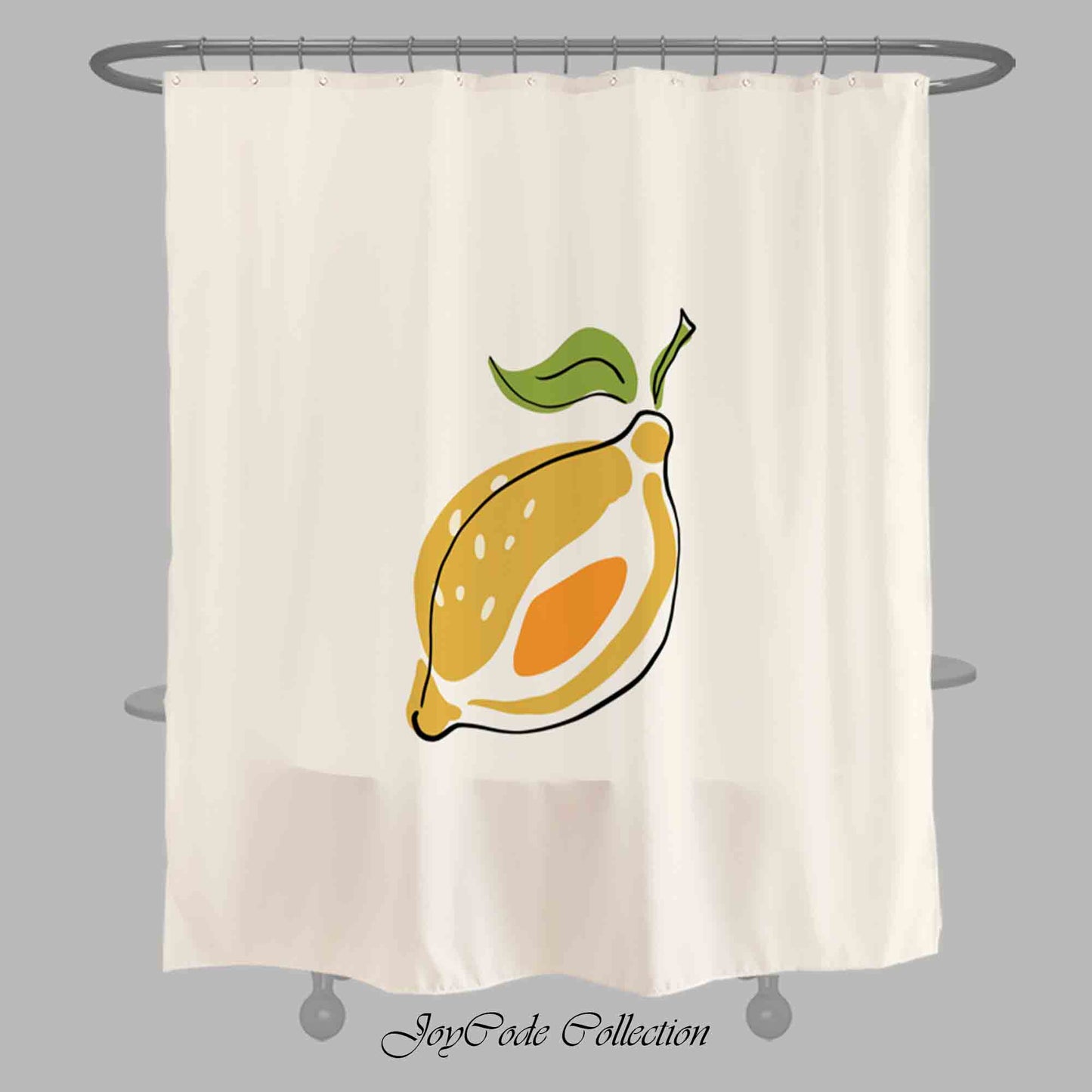 JoySwallow Cute Lemon Shower Curtain, Leaves Waterproof Curtains, Floral Machine Washable Shower Curtains, Fruit Heavy Weighted Bath Curtains with hooks