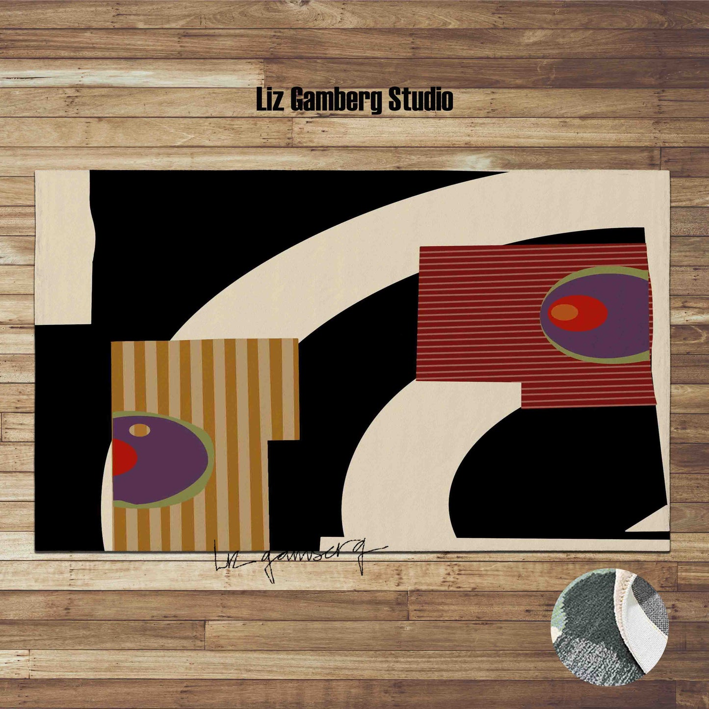 Day+11 sm Handmade Yarn Dye Living Room Rug by Liz Gamberg Studio from US