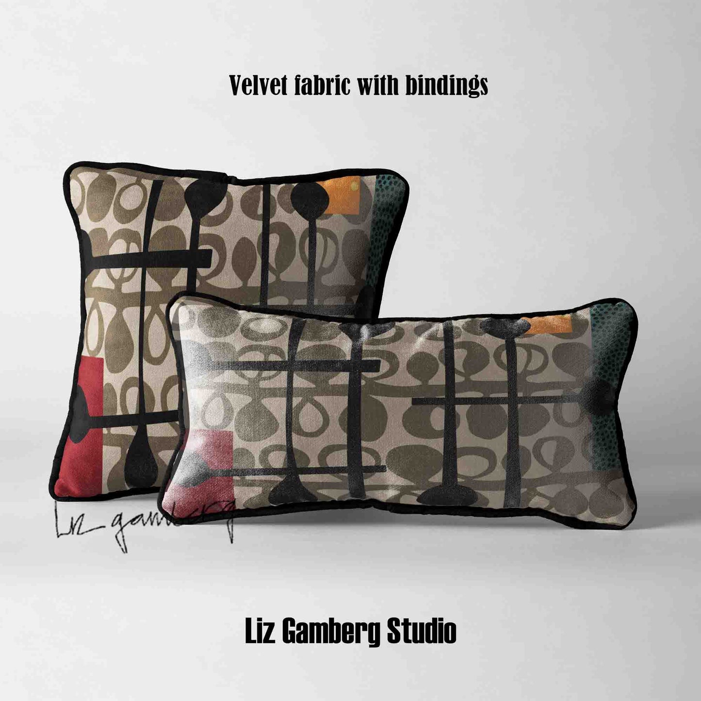 Day+15 sm Velvet | Linen Cotton | Satin Throw Pillow Covers without Inserts by Liz Gamberg Studio from US