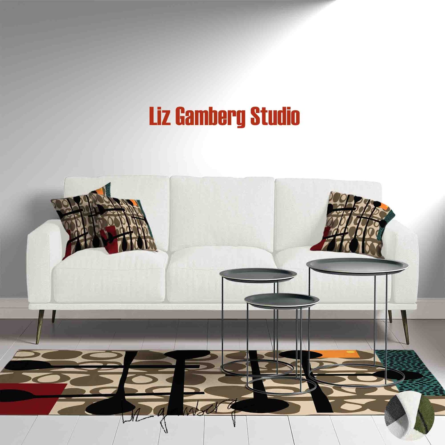 Day+15 sm Handmade Yarn Dye Living Room Rug by Liz Gamberg Studio from US