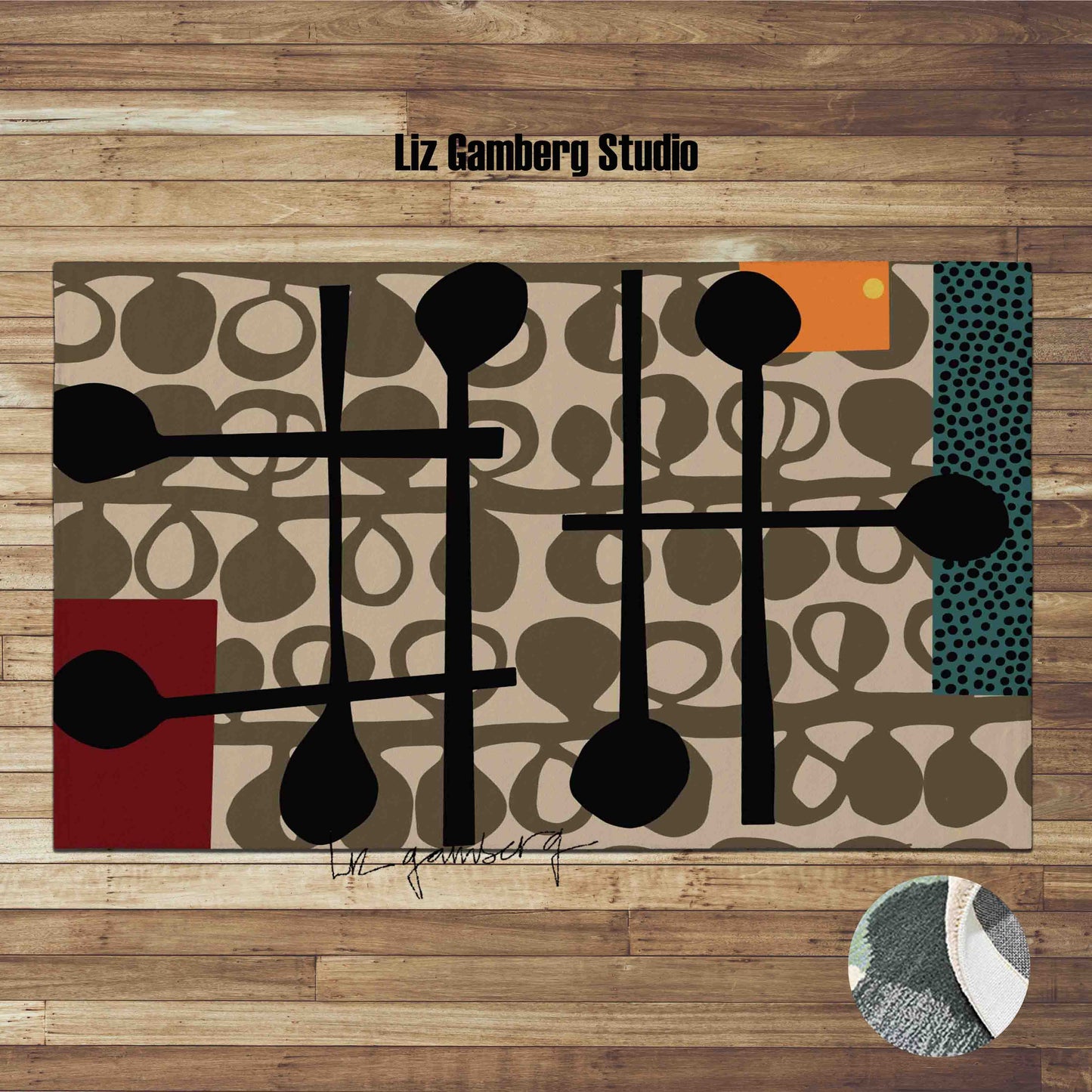 Day+15 sm Handmade Yarn Dye Living Room Rug by Liz Gamberg Studio from US