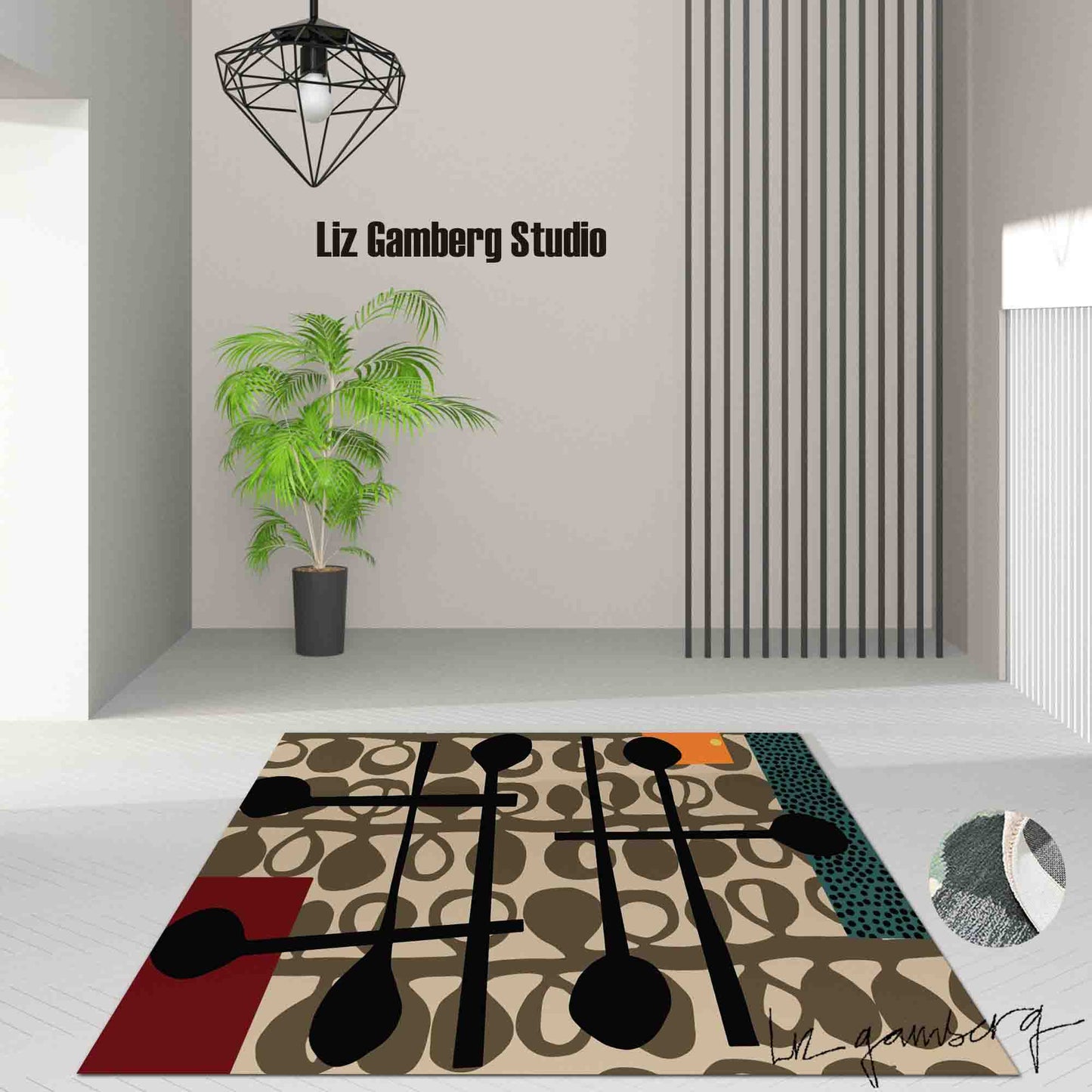Day+15 sm Handmade Yarn Dye Living Room Rug by Liz Gamberg Studio from US