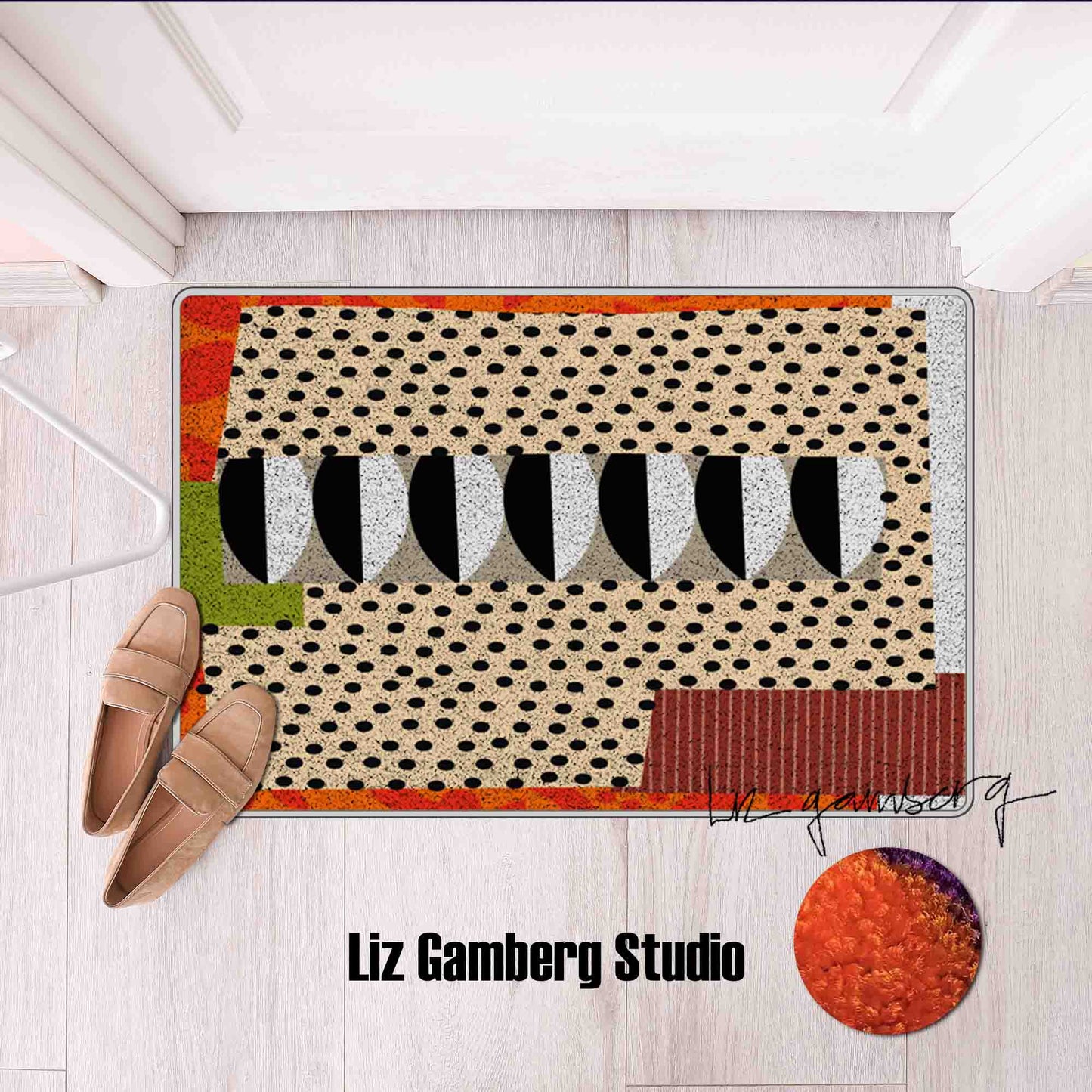 Day+18 sm Flannel Door Mat by Liz Gamberg Studio from US