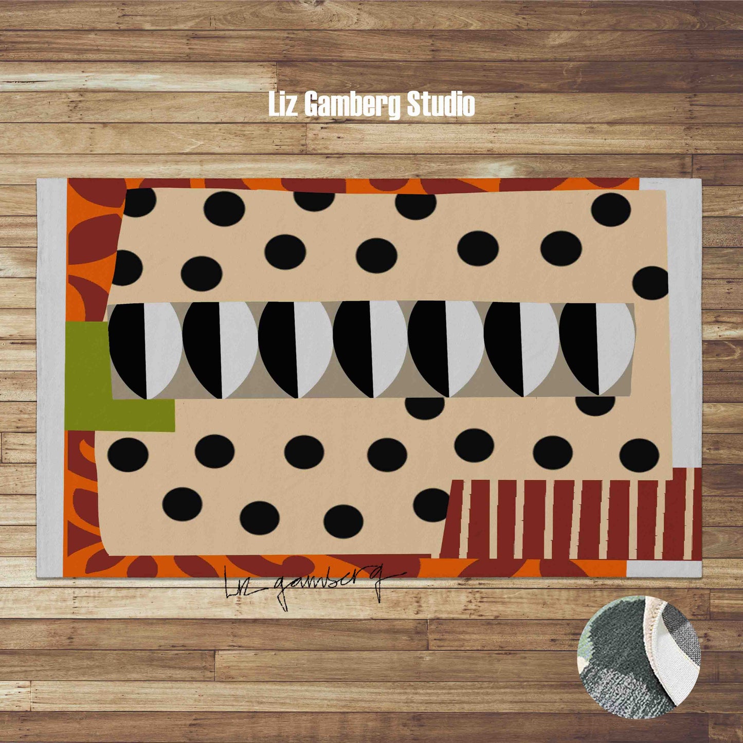 Leaf Trio Handmade Yarn Dye Living Room Rug by Liz Gamberg Studio from US