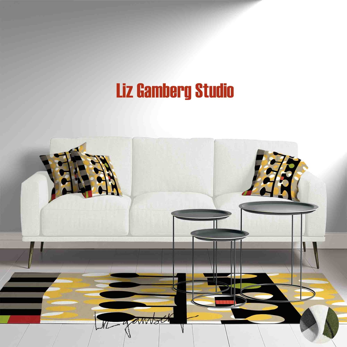 Day+19 sm Handmade Yarn Dye Living Room Rug by Liz Gamberg Studio from US