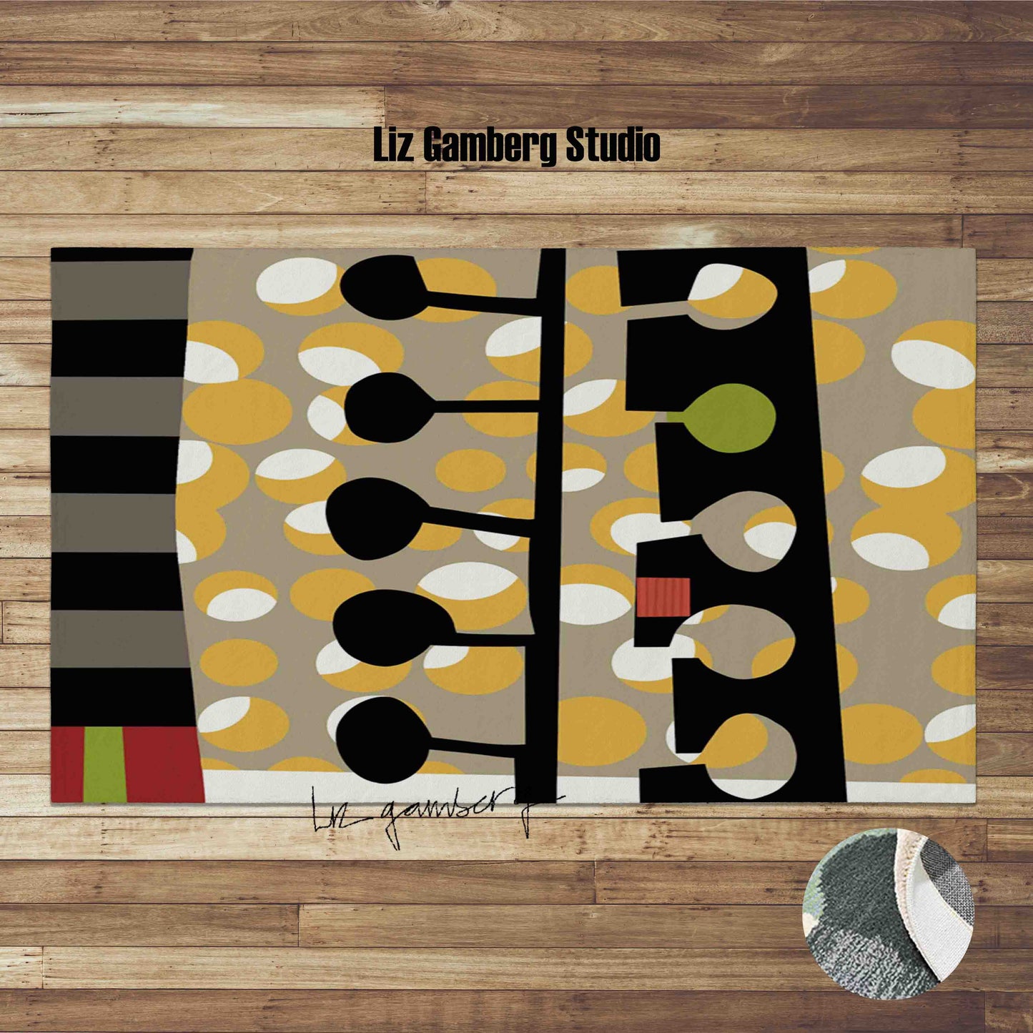 Day+19 sm Handmade Yarn Dye Living Room Rug by Liz Gamberg Studio from US
