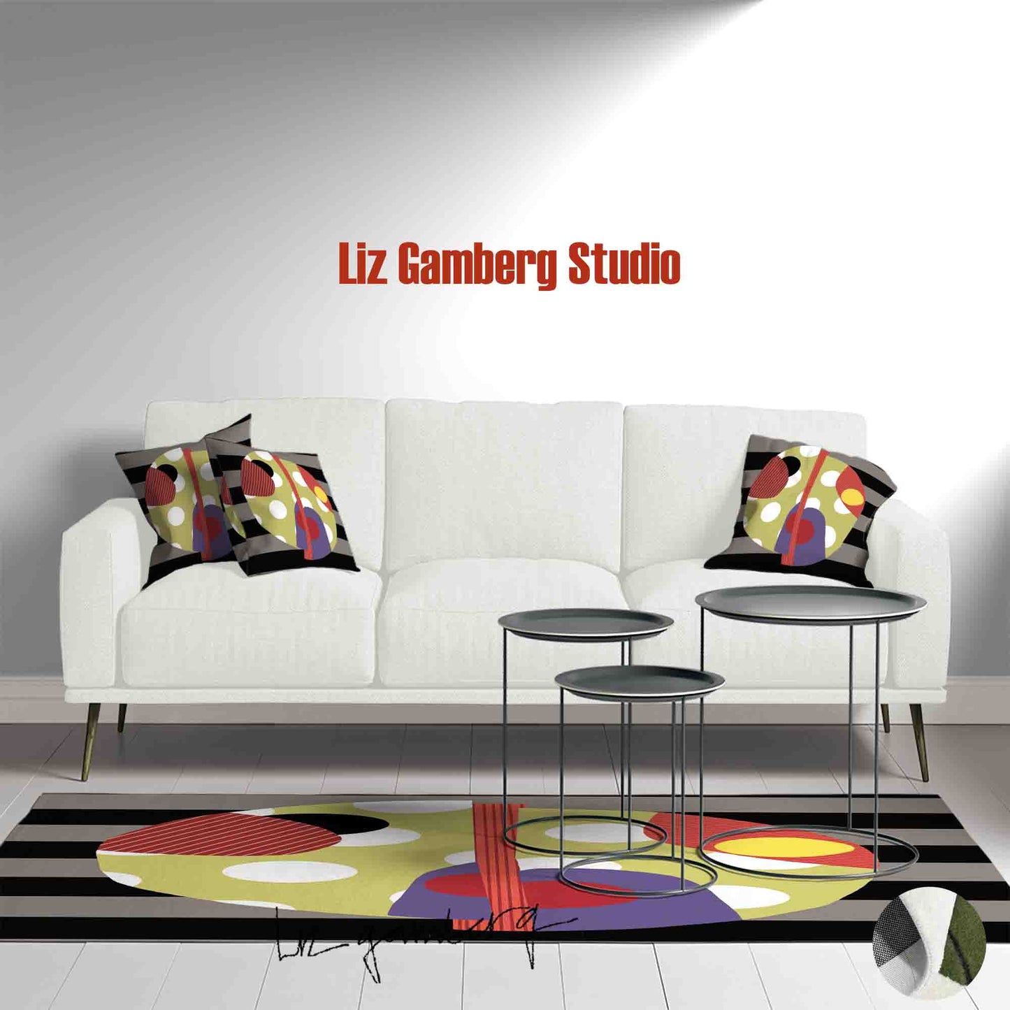 Day+27 sm Handmade Yarn Dye Living Room Rug by Liz Gamberg Studio from US