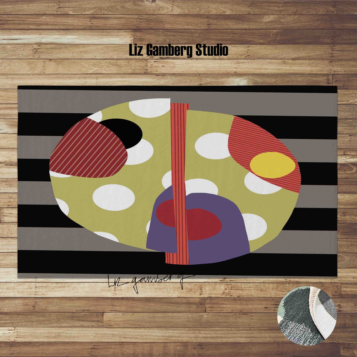 Day+27 sm Handmade Yarn Dye Living Room Rug by Liz Gamberg Studio from US