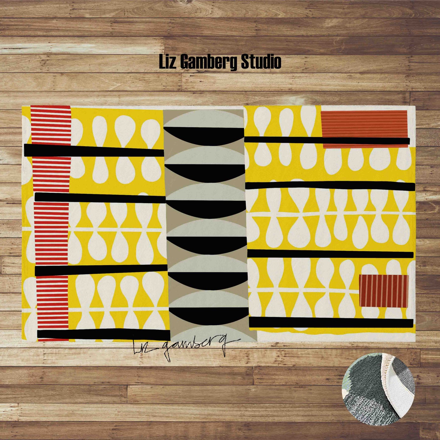 Day+7 sm Handmade Yarn Dye Living Room Rug by Liz Gamberg Studio from US