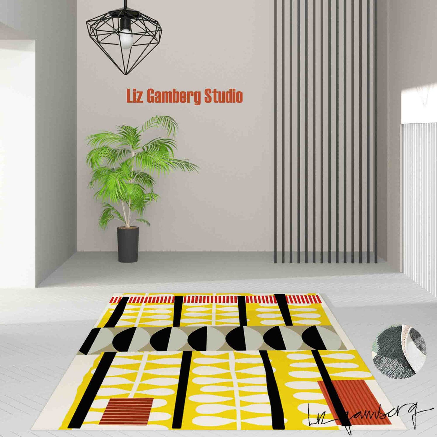 Day+7 sm Handmade Yarn Dye Living Room Rug by Liz Gamberg Studio from US
