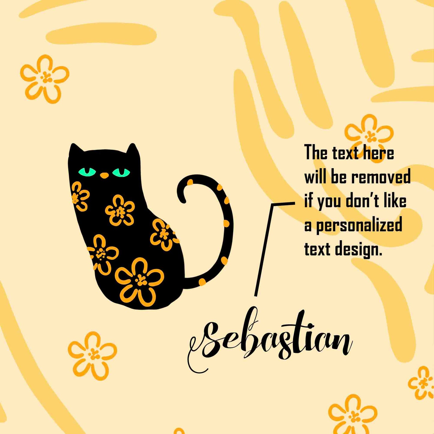 JoySwallow Personalized Shower Curtain, Flower Black Cat Curtain, Waterproof Curtains, Animal Machine Washable Shower Curtains, Heavy Weighted Bath Curtains with hooks