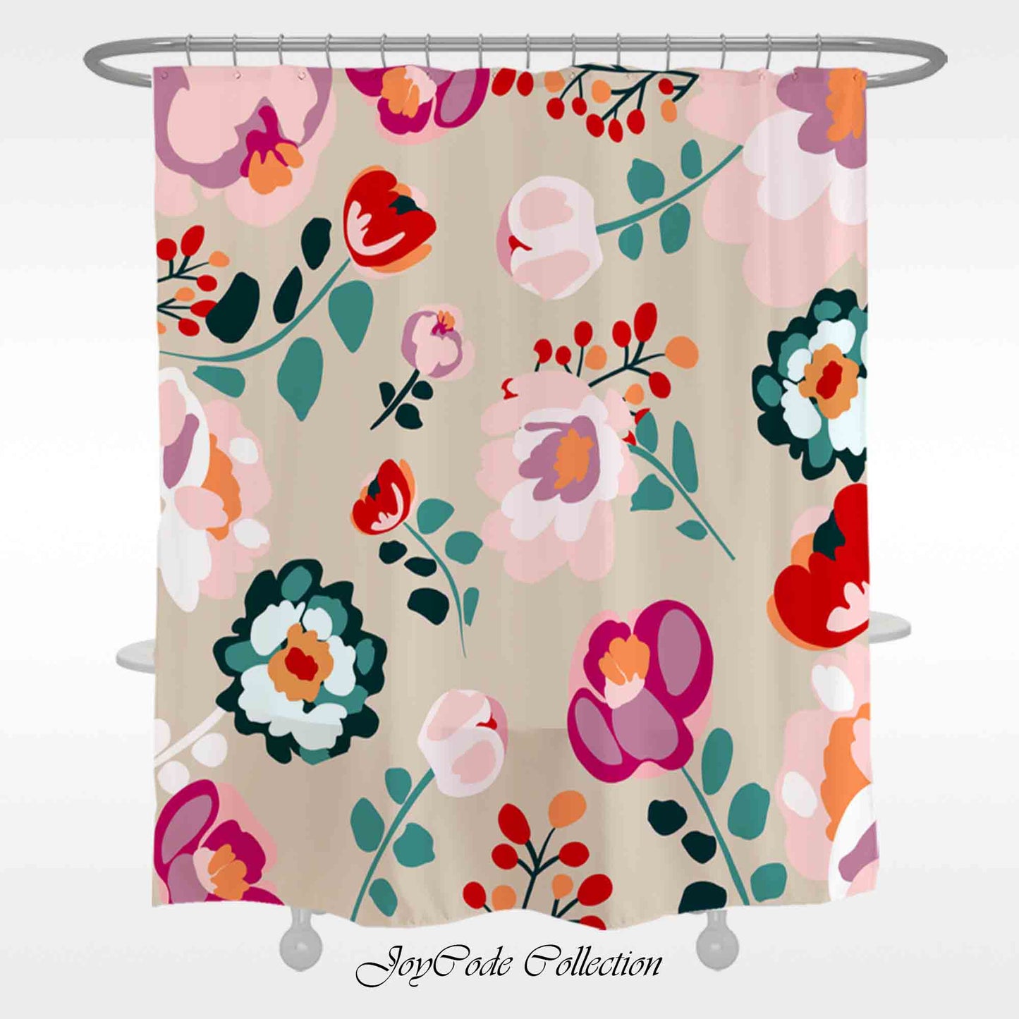 JoySwallow Summer Flower Garden Shower Curtain, Leaves Waterproof Curtains, Floral Machine Washable Shower Curtains, flower Heavy Weighted Bath Curtains with hooks