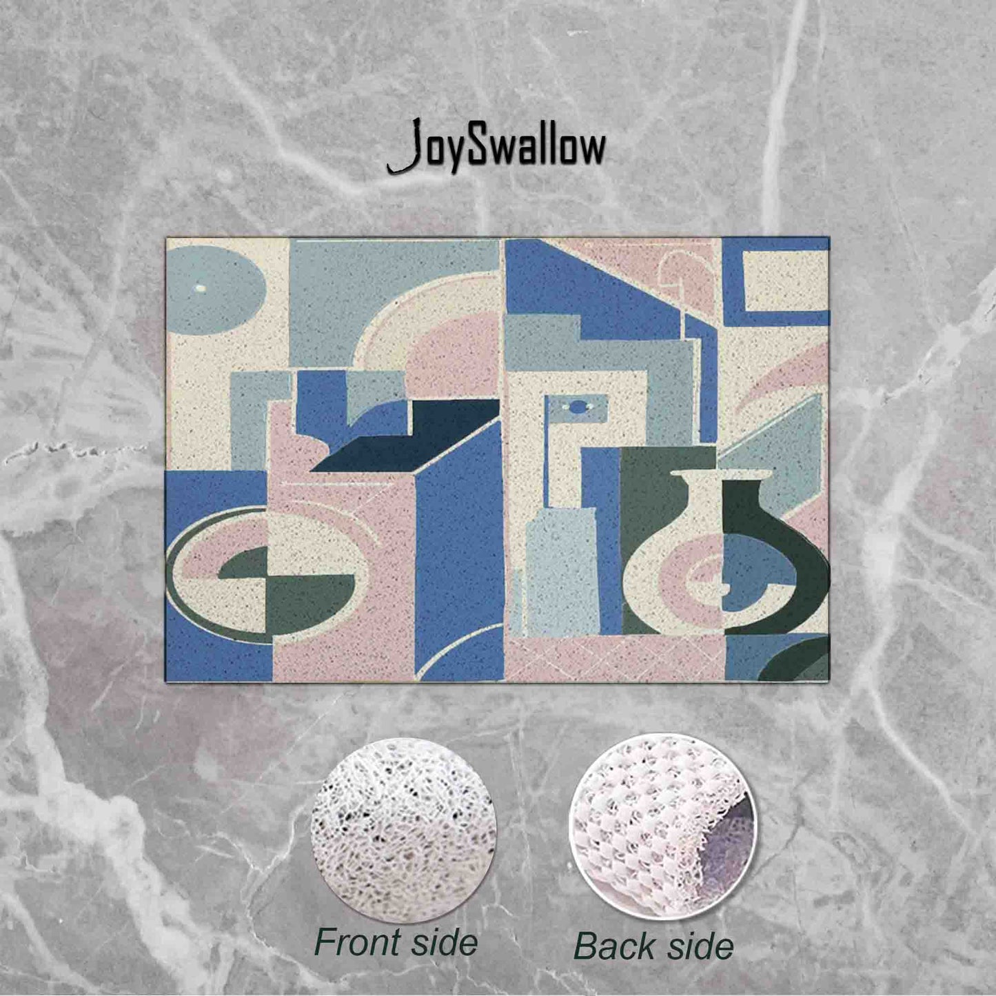 JoySwallow Personalized Bathtub Mat, Geometric Architectural Art Bathtub Mat, Color Blocks PVC Coil Shower Mat, Anti Skid PVC Coil Bathmat, Geometric Permeable Bathmat, Drainable Rug