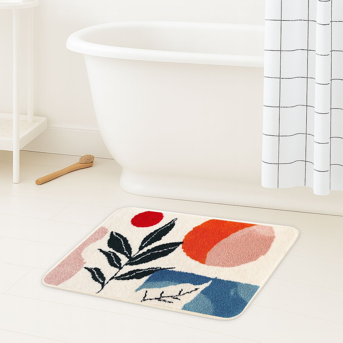 JoySwallow Geometrical Sun and Plant Tufted Bathmat, Floral Rug, Area Rug, Bedroom Rugs