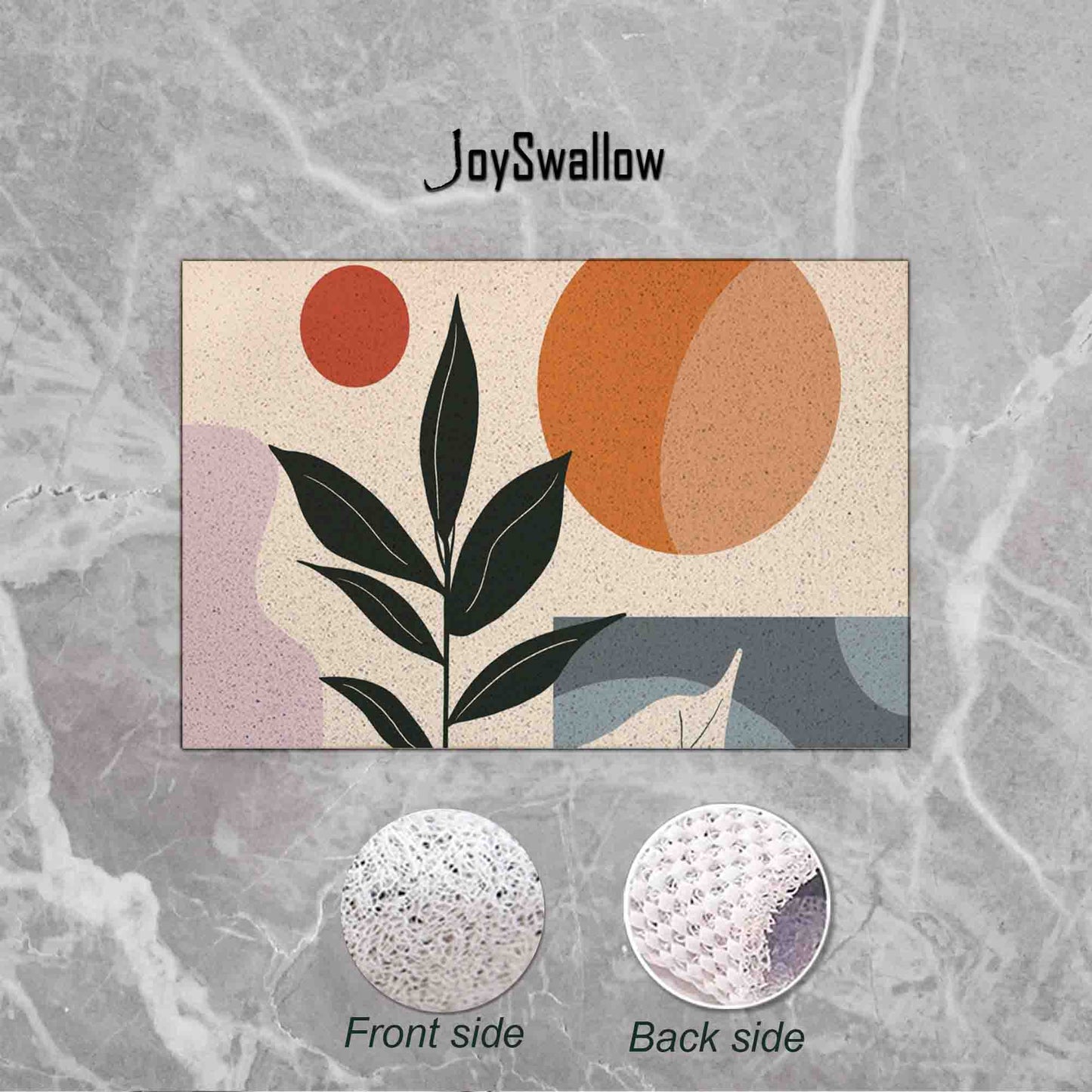 JoySwallow Personalized Bathtub Mat, Geometrical Sun Plant Bathtub Mat, Abstract PVC Coil Shower Mat, Anti Skid PVC Coil Bathmat, Geometric Permeable Bathmat, Drainable Rug