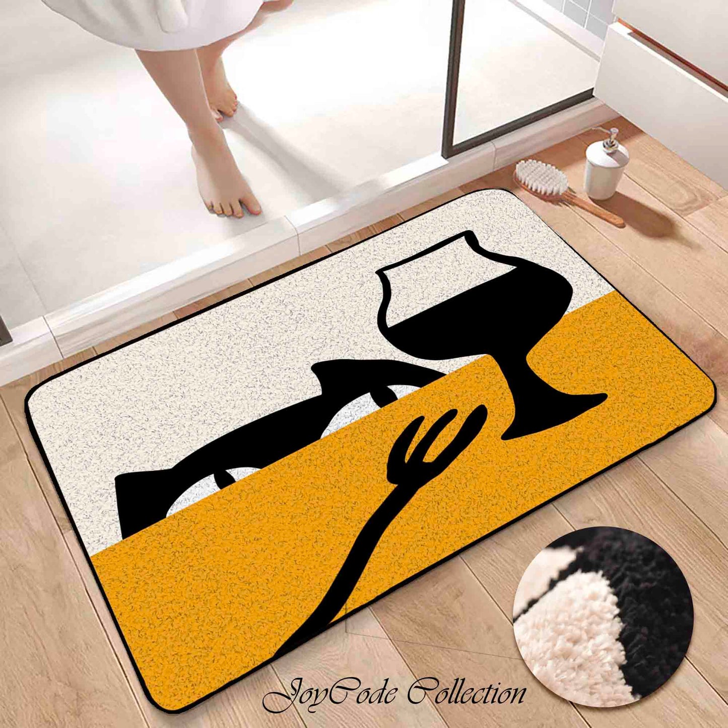 JoySwallow Greedy Little Black Cat Tufted Bathmat, Animal Bathroom Rug, Cat Area Rug, Kitty Bedroom Rugs